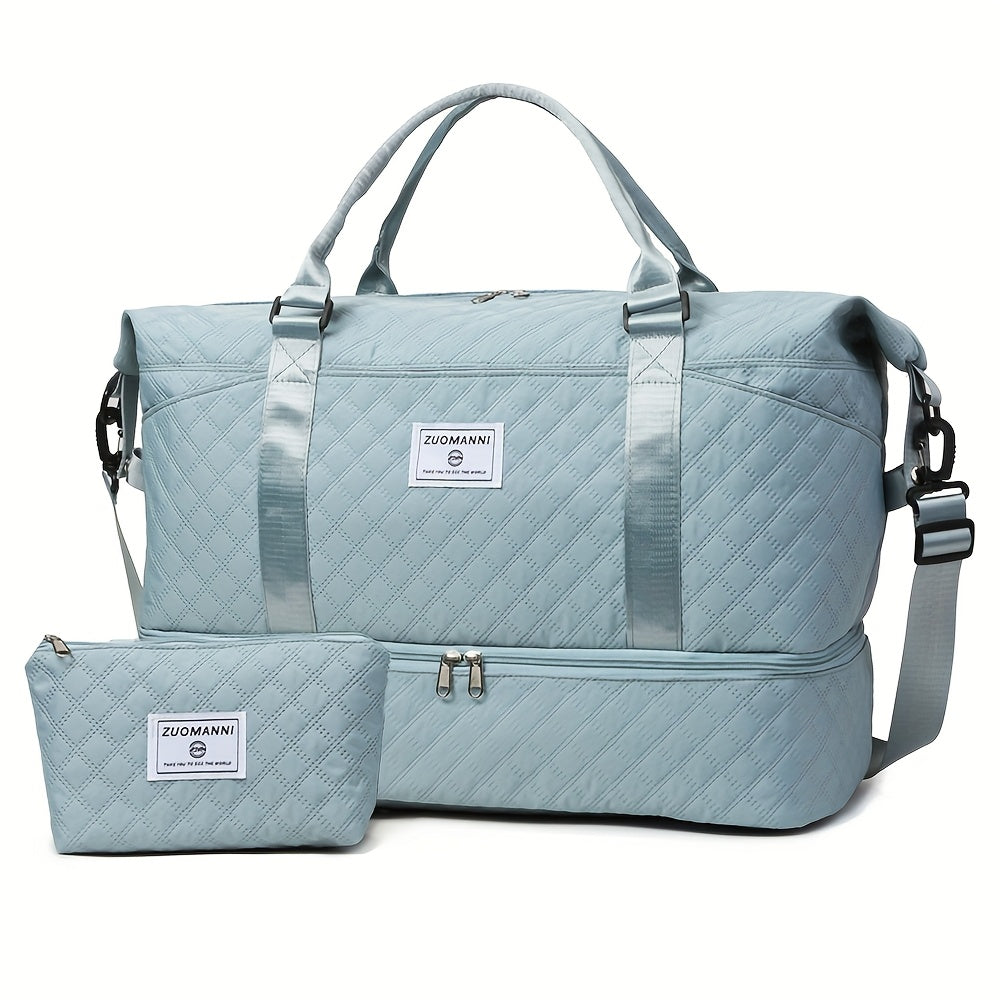 Large Capacity Travel Gym Bag Women'S Combo Letter Bag Valentine'S Day Gift Multifunctional Luggage Duffel Stitched Short Long Trip Tote with Independent Shoe Compartment Multi-Pocket Design