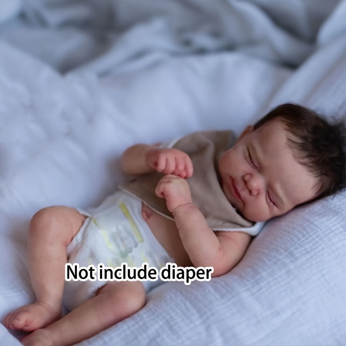 19" (48cm) Realistic Reborn Baby Doll with 3D-Painted Light Beige & Visible Veins - Soft Vinyl Lifelike Newborn Bebe Boy/Girl with Expressive Eyes, Closed Eyes & Closed Mouth - Safe Non-Toxic Material, Ideal Gift for Kids Age