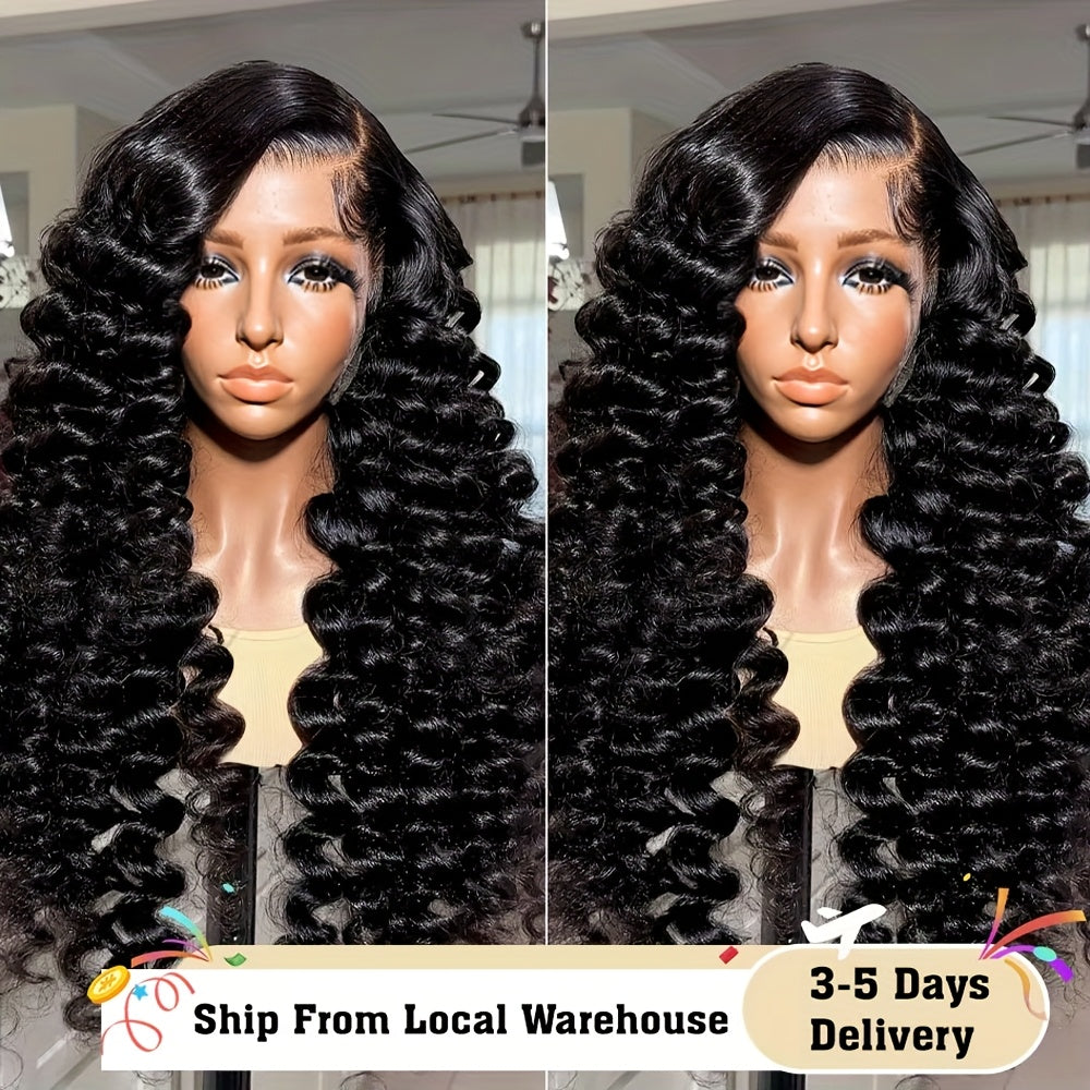 Loose Curly Wave Lace Front Wig HD Transparent 13x4 Frontal Human Hair Wigs For Women Pre Plucked 100% Human Hair Deep Loose Wave Wigs Natural Color 250% Density