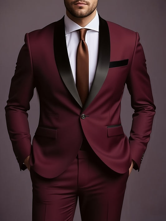 [Elitefit]Men'S Formal Business Suit 2pcs, Suit Jacket And Trousers with Special Single Button Suitable for Interview, Business Professional Occasions And Business Casual for Everyday Life And Party