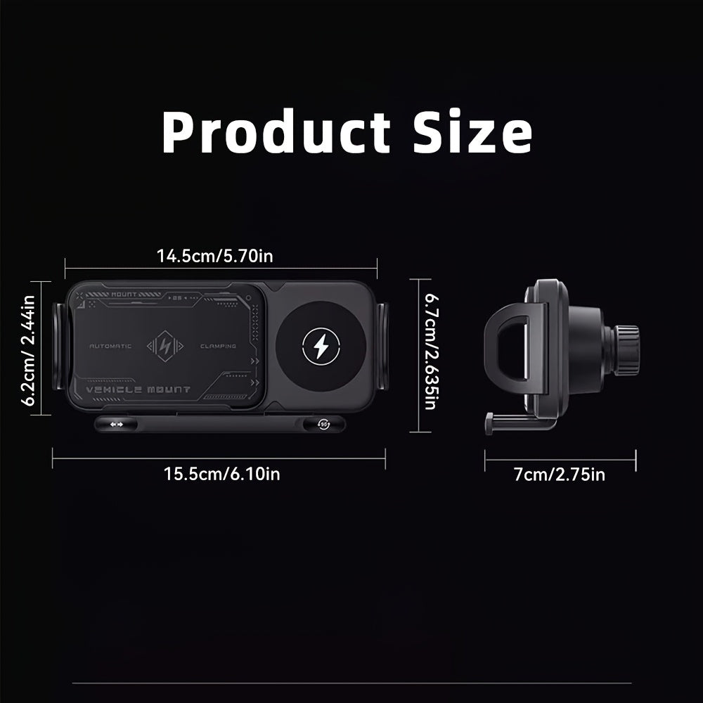 15W Wireless Car Charger Holder For Z Fold6 Fold5 Fold4 Fold3 Fold2 Fold Ultra 16/15/14/13/12 Pro Max 4.3-inch-6.9-inch Mobile Phone Automatic Clamping, Electric Horizontal And Vertical Screen Adjustment Angle, Fast Charger