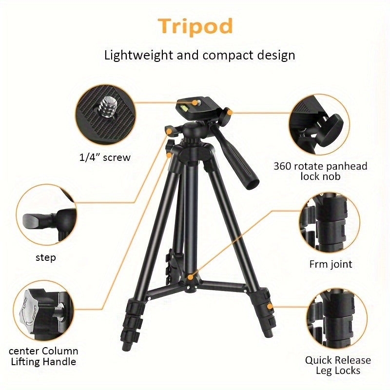 Complete, Portable Vlogging Kit: Streamer's Choice - Tripod, Pocket Light, Beauty Fill Light, Microphone - Ideal for Live Streaming & Photography, USB Connection, Black