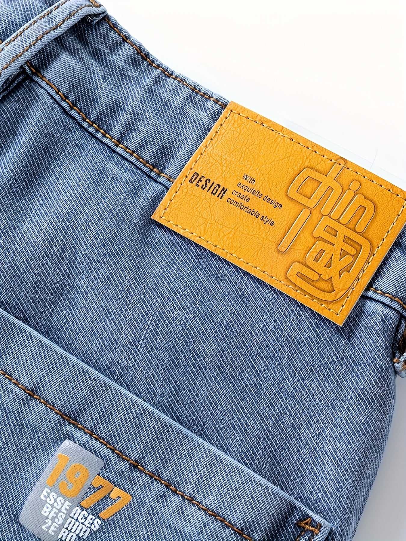 Men'S Small Straight Tube Style Fashionable Printed Six Pocket Design Micro Elastic Denim Pants