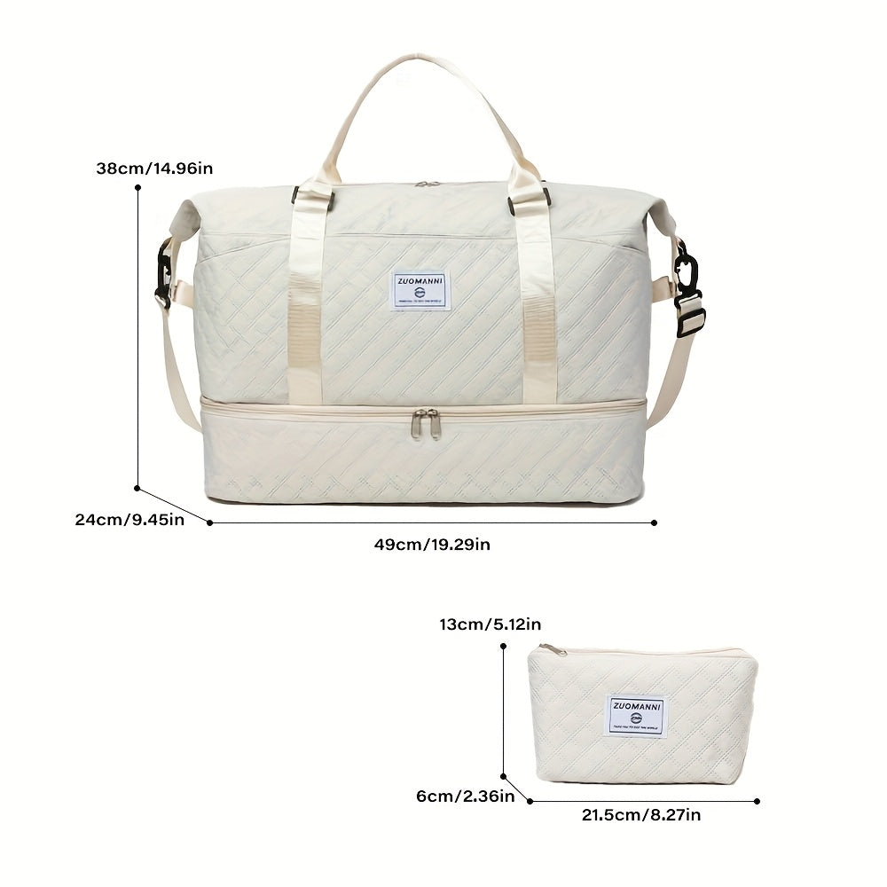 Large Capacity Travel Gym Bag Women'S Combo Letter Bag Valentine'S Day Gift Multifunctional Luggage Duffel Stitched Short Long Trip Tote with Independent Shoe Compartment Multi-Pocket Design