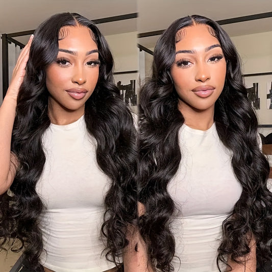 /4x4 Transparent Lace Front Wig - 150% Density Body Wave Natural Black Human-Like Hair, Breathable Lace Closure with African /White/Asian/Indian Women, Heat Resistant & Easy Wear (No Glue)