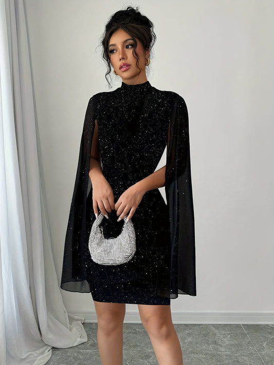 All Season, Polyester, 185g/m² Solid Color Women's Elegant Crew Collar Bodycon Knit Dresses for Adult