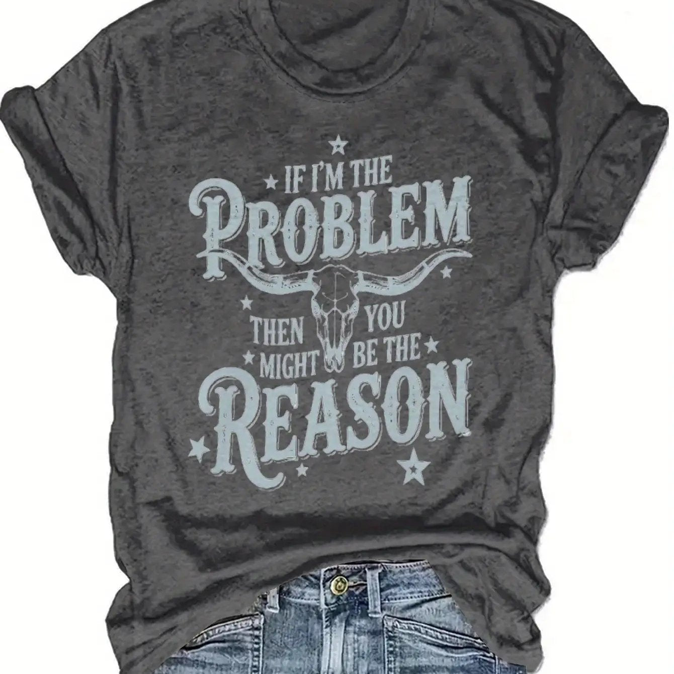 Women'S Funny Cowgirl Saying T-Shirt - "If I Were a Problem" Western Quote Tee in Navy Blue - Soft Everyday Shirt for Country Western Events, Music Festivals, Parties - Casual Country Chic Outfit Essential, Festival Clothing,