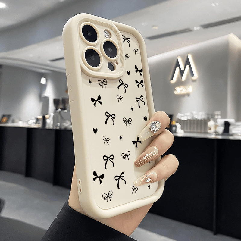 [Shockproof iPhone Case] iPhone Case | Heart Star Bowknot Pattern Shockproof Silicone TPU Bumper Drop Protection Cellphone Cover for 16 Pro Max 15 Plus 14 13 12 11 XR XS, Gift for Girls and Women