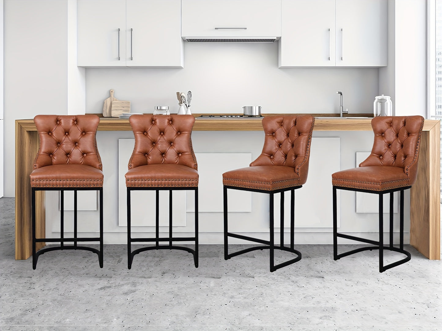 [Modern Bar Stool] 2/3/4pcs Set Modern Bar Stool - Performance Fabric Island Height for Home Kitchen