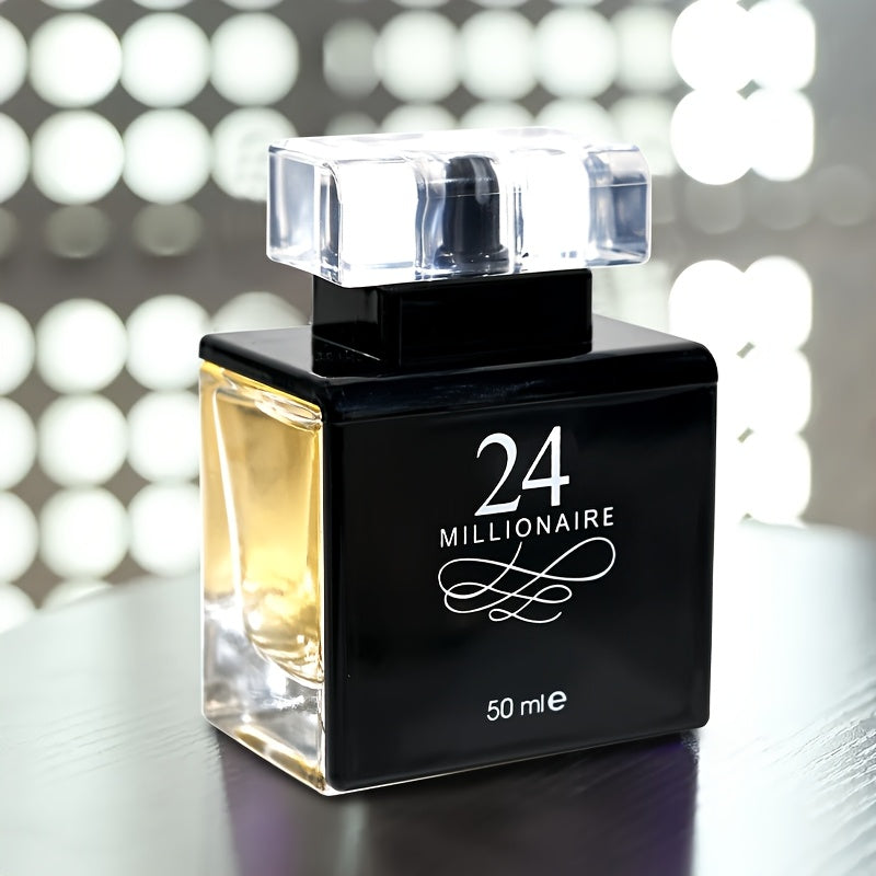 [Long-Lasting Fragrance] 24 Millionaire Men's Cologne | 1.7oz | Exclusive Amber Scent | Long-Lasting Fragrance with Woody Notes | Elegant Black & White Design | Perfect for Casual Attire & Dates