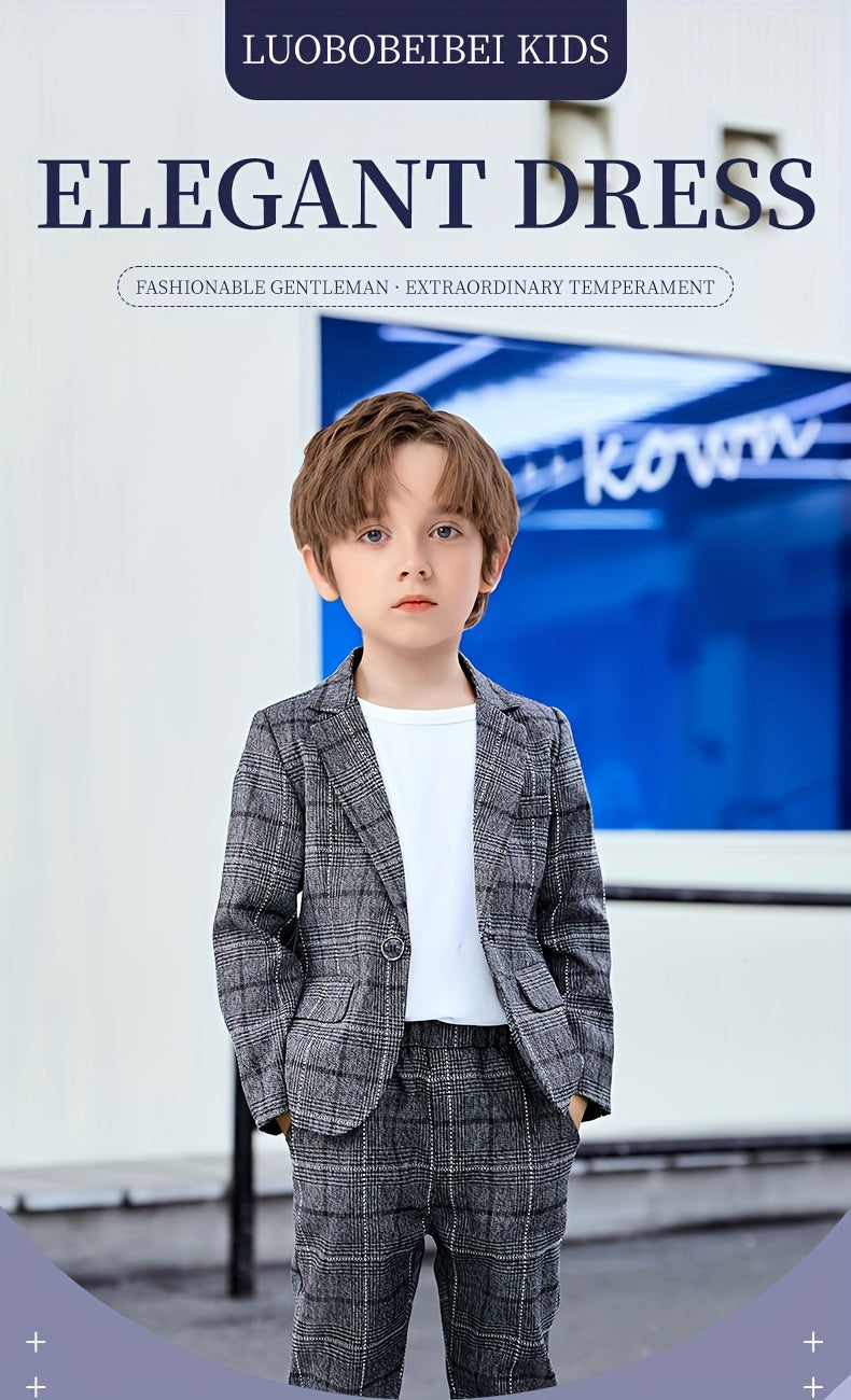[Cool Boy Two-Piece Suit] New Style Cool Boy Two-Piece Suit Set | Children's Wedding Performance Outfit for Spring and Autumn Season