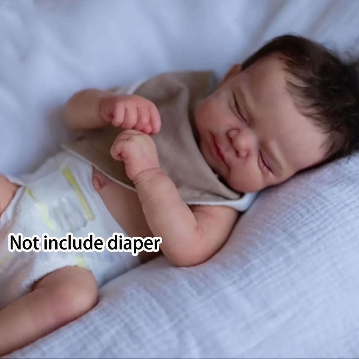 19" (48cm) Realistic Reborn Baby Doll with 3D-Painted Light Beige & Visible Veins - Soft Vinyl Lifelike Newborn Bebe Boy/Girl with Expressive Eyes, Closed Eyes & Closed Mouth - Safe Non-Toxic Material, Ideal Gift for Kids Age