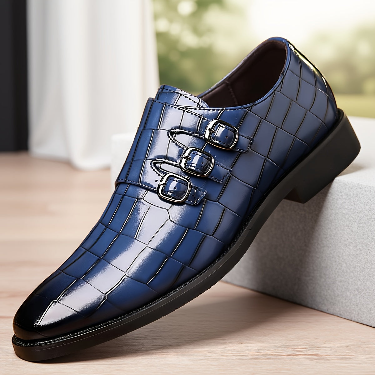 Men's Plus Size British Style High Quality Formal & Business Casual Shoes - Glossy Low-Top Lace-Up with Buckle Closure, Round Toe & Arch Support, Comfortable Cushioned Insole, Slip-Resistant Rubber Sole