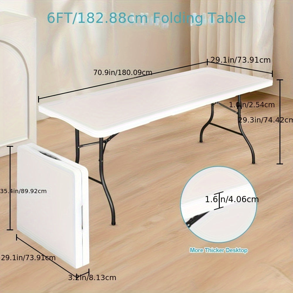 Folding Table 30*20inch/4ft/6ft Portable Heavy Duty Plastic Fold-In-Half Utility Table Indoor Outdoor Adjustable Height Folding Table with Carrying Handle, Office, Camping And Party, Back to School