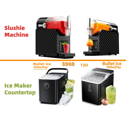 Countertop Ice Maker Machine Slushie Machine With 3 Preset Modes -88oz Large Capacity Frozen Drink Maker ForMargaritas/ Milkshakes/ Slush, Auto Cooling & Self-Cleaning, No Lce Needed (Home &Commercial Use)
