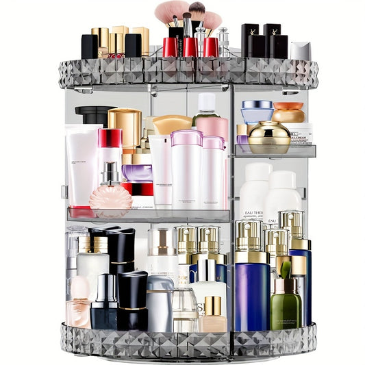 360° Rotating Makeup and Perfume Organizer - 7 Adjustable Tiers, Large Capacity, Transparent Cosmetic Storage with Spacious Shelves for Beauty Products, Ideal for Bathroom Vanity Display, Vanity Accessories