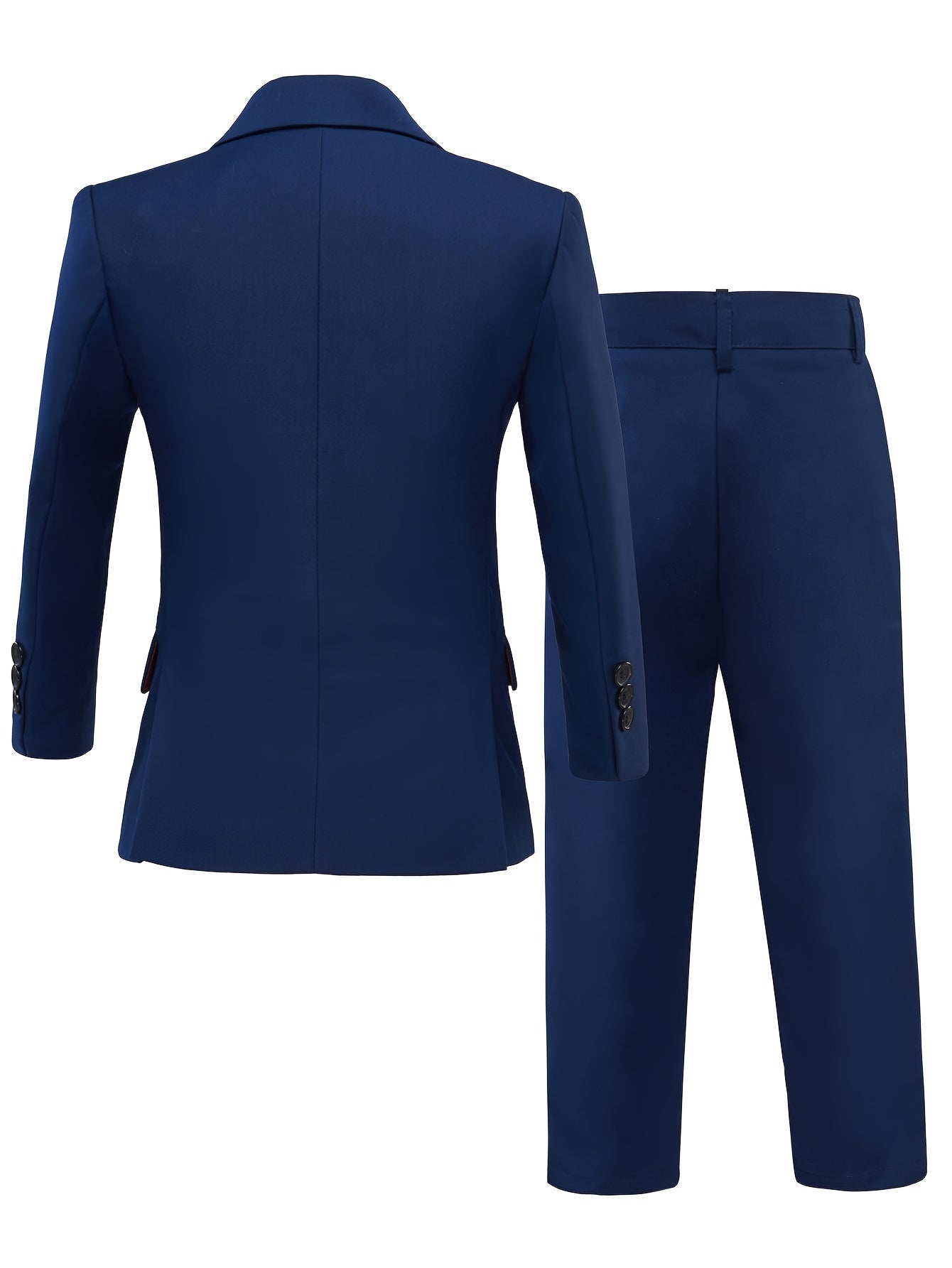 Mosedou Boys 4pcs Suit Set Blazer&Waistcoat&Pants&Tie 2-16Yrs Kids Formal Wear British Style Wedding & School Outfit Boys' Suits 4pcs Sets Teens Formal Suits for Vest&Tie Wedding Flower Boy Attire