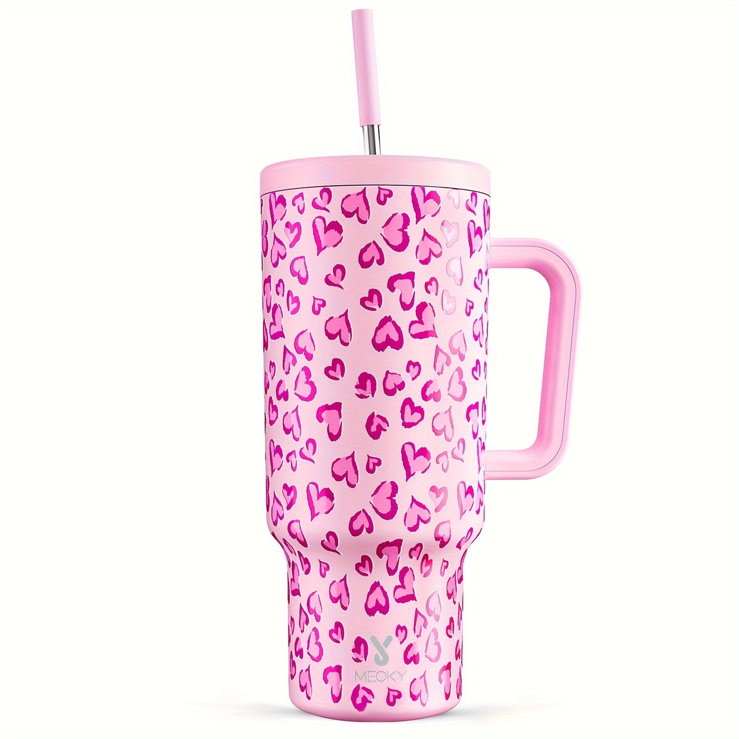 Meoky 40oz Insulated Stainless Steel Tumbler with Lid & Straw - Leakproof, BPA-Free, Perfect for Outdoor Adventures & Valentine's Day Gift