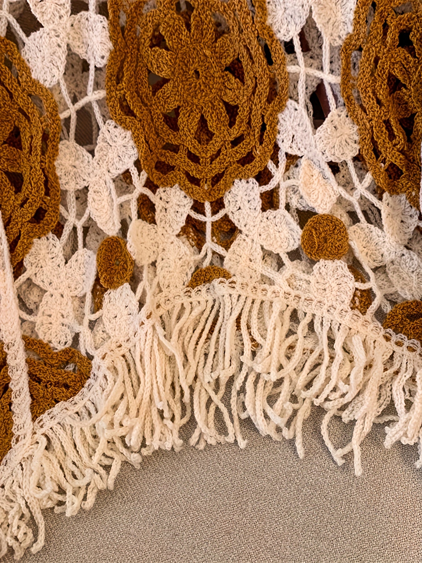 Boho Chic Cardigan Handmade Bohemian Crochet Cardigan Sweater for Women - Long Sleeve Semi-Sheer Cover-up with Ethnic Geometric Pattern in Beige/Brown, Loose Fit for Beach, Parties, Everyday - Boho Chic, Lace-like Layering