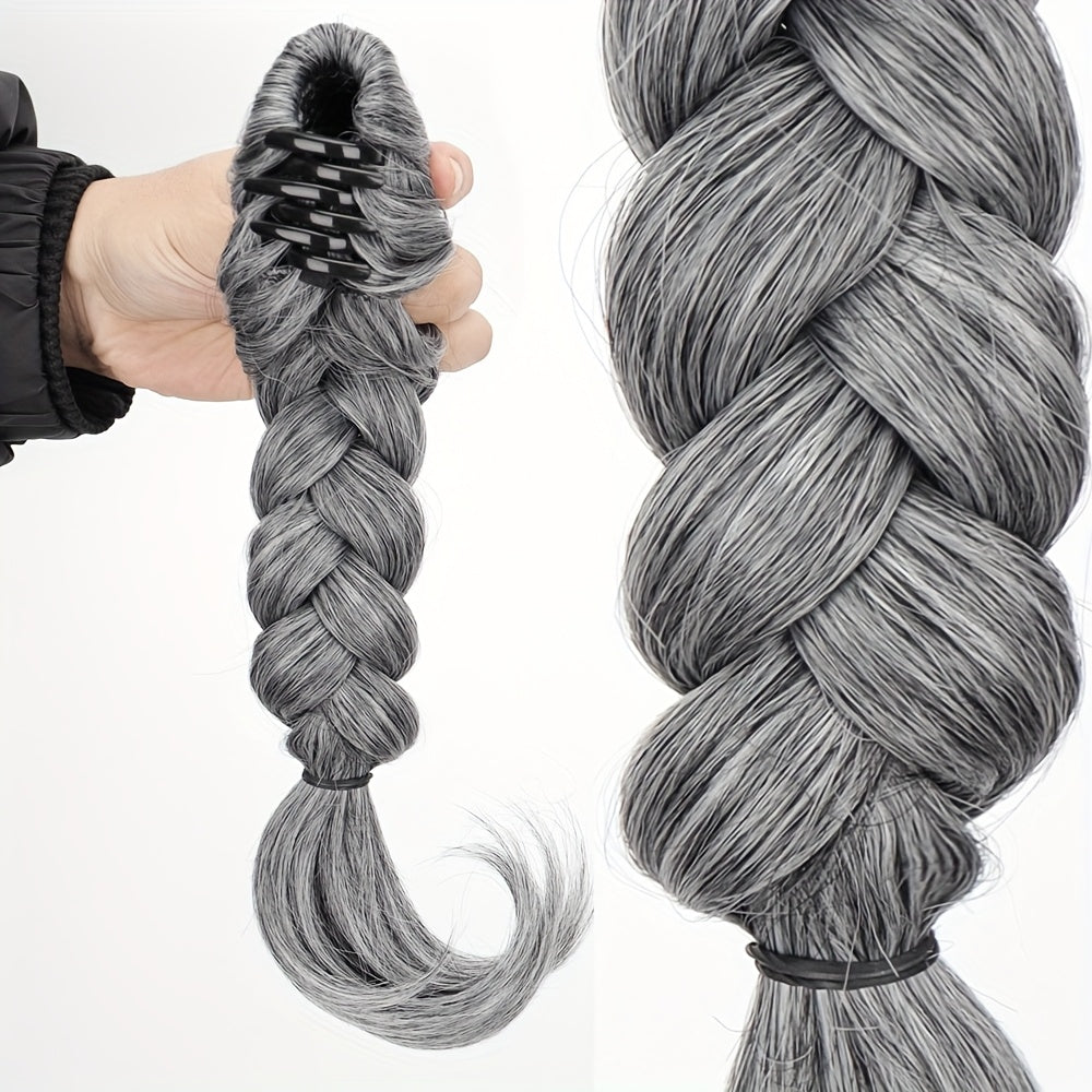 Women's Clip-In Ponytail - Easy-to-Style Synthetic Braided Hairstyle with Secure Clip, Natural Look Ponytail for Everyday, Parties, Formal Events - Available in Black, Gray, Blonde, Brown, Beige, Blonde, Dark Brown, Light Bro