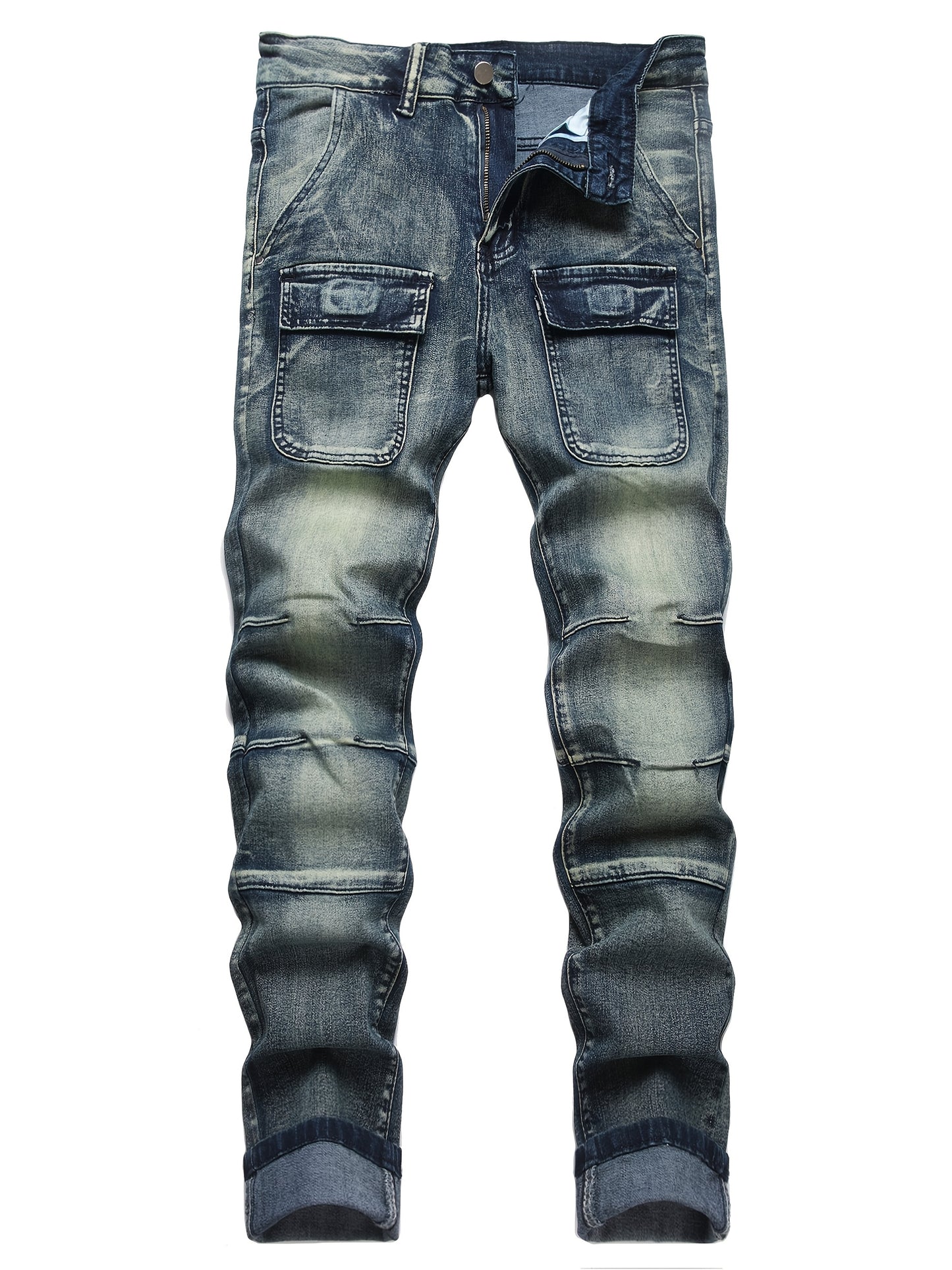 JUNBAOSS Men's Slim Fit Stretch Jeans - Stretch Skinny Jeans with Mid-Rise Waist, Straight Leg Non-Belt Loops, Stretch Denim Pants for Everyday & Formal Wear - All-Season Skinny Jeans for Men, Versatile Clothing, Comfortable