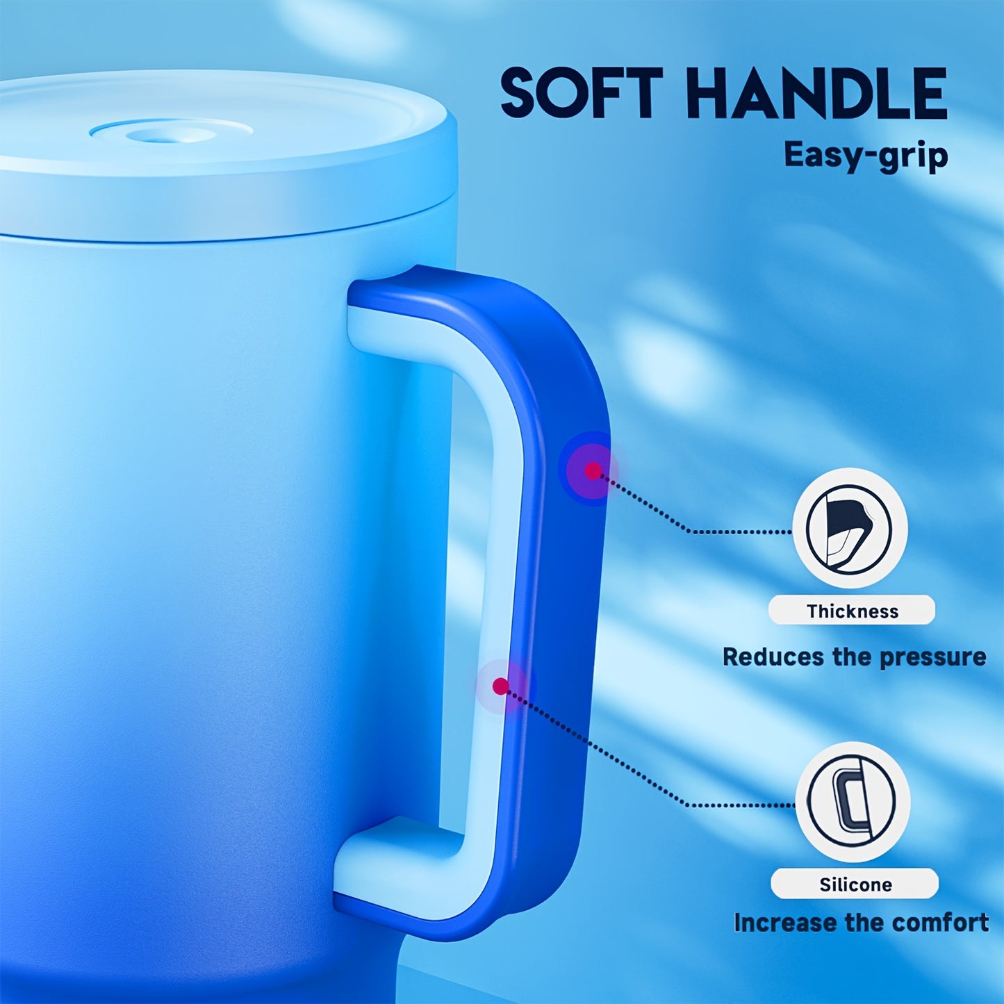 1pc Meoky 30oz Stainless Steel Tumbler with Handle, Lid & Straw - BPA-Free, Leak-Proof Insulated Travel Mug, Keeps Drinks Hot for 8 Hours, Cold for 24 Hours, Hand Wash Only