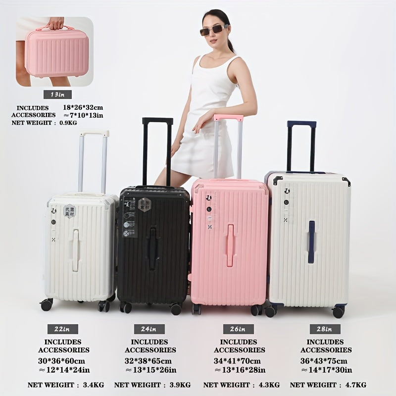 Large Capacity And Lightweight Suitcase Set 13+24, Metal Corner, Customs Password Lock, ABS+PC, Wet And Dry Storage Bag, Universal Wheel, Water Cup Holder, USB Charging To Interface Suitcase Student Hand Push Box Can Be Found