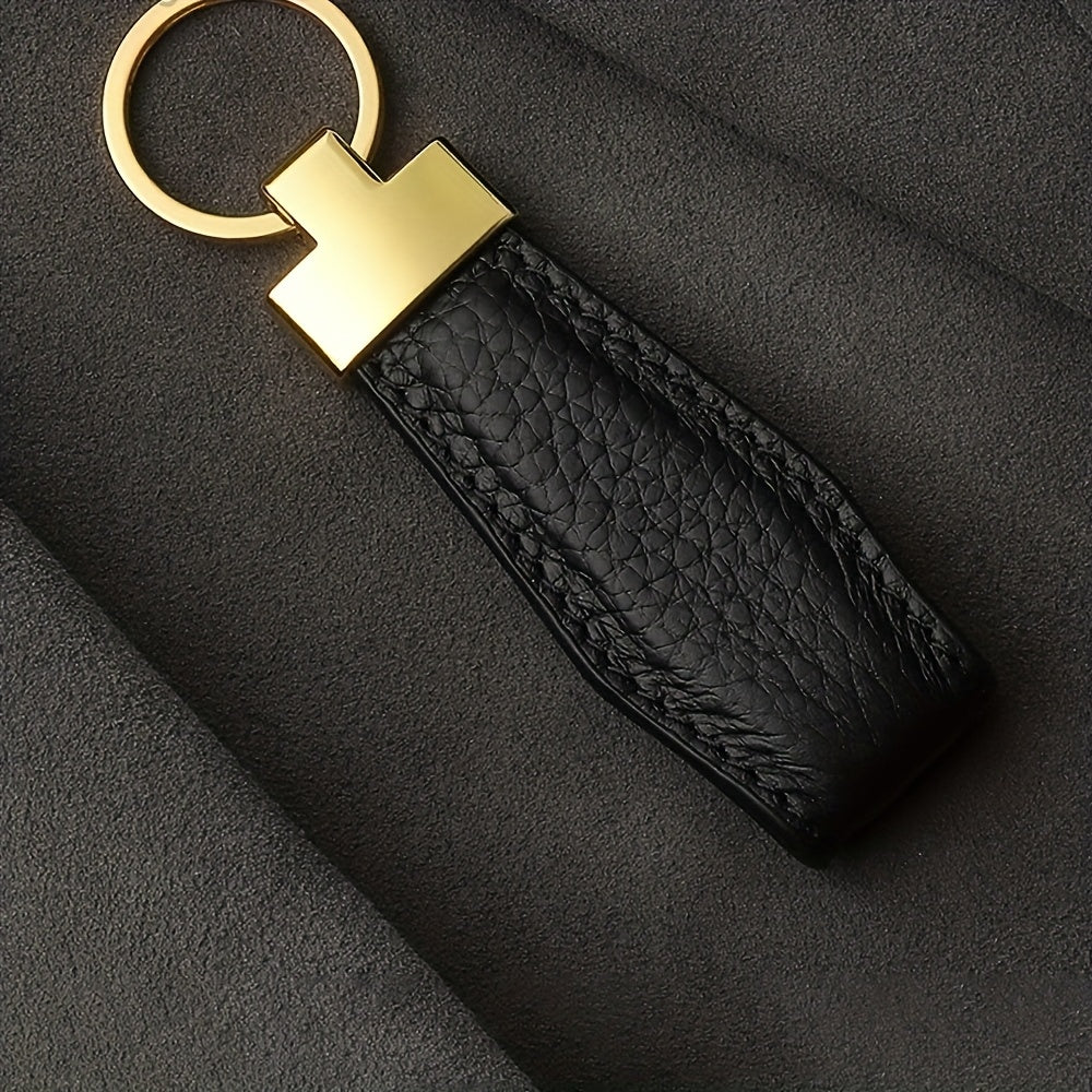 Personalized Engraved Initials Keychain - Custom Faux Leather Key Ring with Golden-Tone Climbing Hook, 4 Colors (Golden, Black, Brown, Tan) - Durable Minimalist Design for Men & Women - Valentine's Day, Christmas, New Year Gi