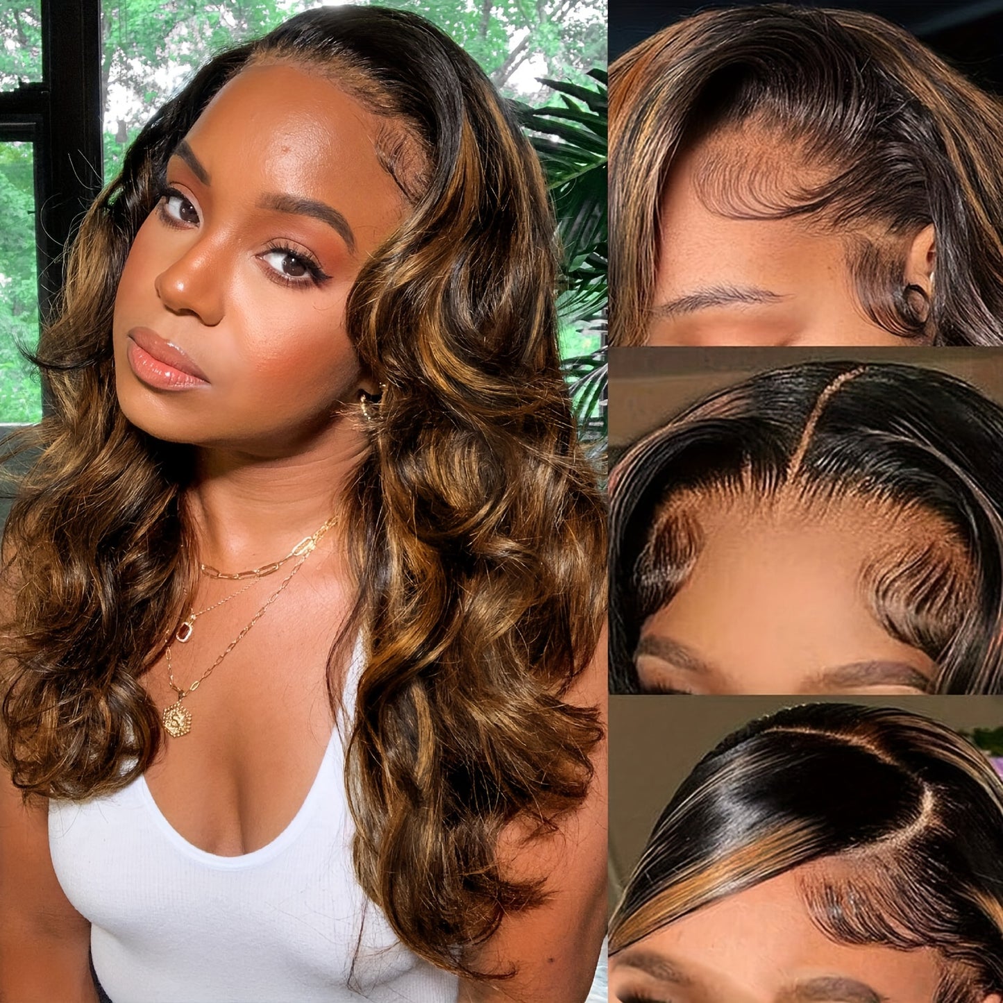 New Year'S Promotion 13x6 Highlight Lace Front Wig Human Hair Body Wave 180 Density HD Lace Front Wigs Human Hair Pre Plucked FB/30 Ombre Glueless Wigs 13x6 Lace Frontal Balayage Wigs Human Hair For Women