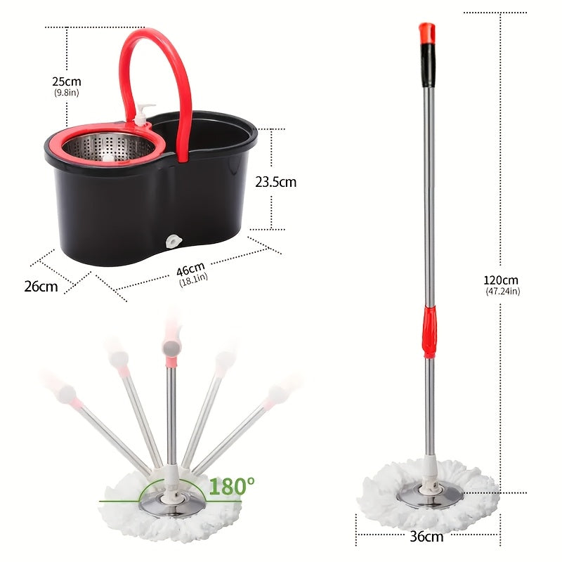 Mop Bucket Set, Spin Mop And Bucket With Wringing System, Bathroom Mop Bucket, 360° Spin Mop System With 4 Ultra-Fine Fiber Mop Replacement Heads, Suitable For Living Room, Bedroom, Kitchen, For Hardwood Tile Marble Floors