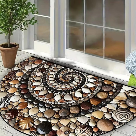 Anti - Slip Diatom Mud Floor Mat, Semi - Circle Design, Perfect As A Front Door Welcome Mat. Its Rubber Backing Ensures Stability, While The Diatom Mud Material Offers Quick Drying. Great for Bathroom, Stairways, Enhancing Ho