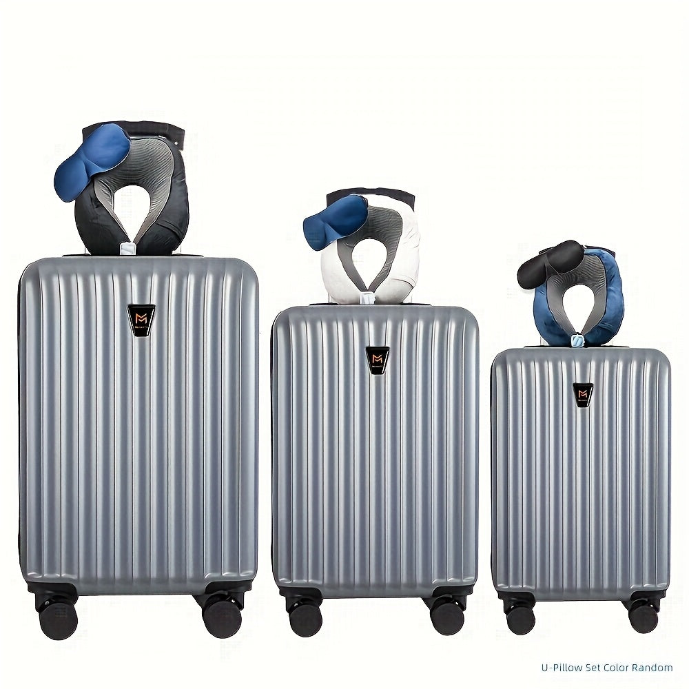 3pcss Luggage Set-Durable Hard Shell Suitcase Set With Double Spinner Wheels, Large Capacity, Includes 3pcs U-Shaped Travel Pillow Set, Ideal For Business Trips And Family Vacations, Perfect For Friends & Loved Ones