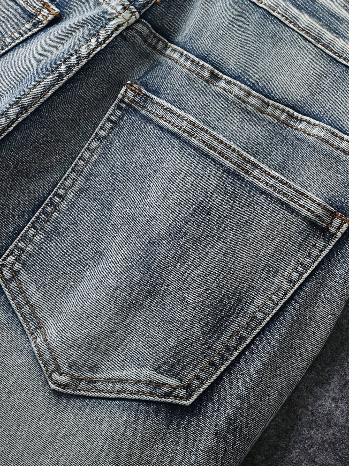 Men's Slim Fit Stretch Jeans - Washed, Bleached, Distressed, Panelled Design, Stylish Workwear, Practical And Wearable, Machine Washable All-season Jeans