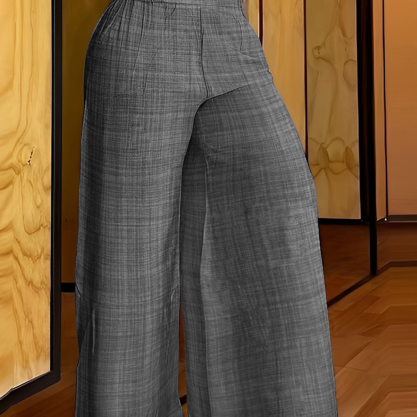 Elegant Solid Color Wide Leg Palazzo Pants - Comfortable Polyester Fabric, Machine Washable, Elastic-Free Waist, All-Season Wear - Womens Casual Regular Pants for Everyday Style