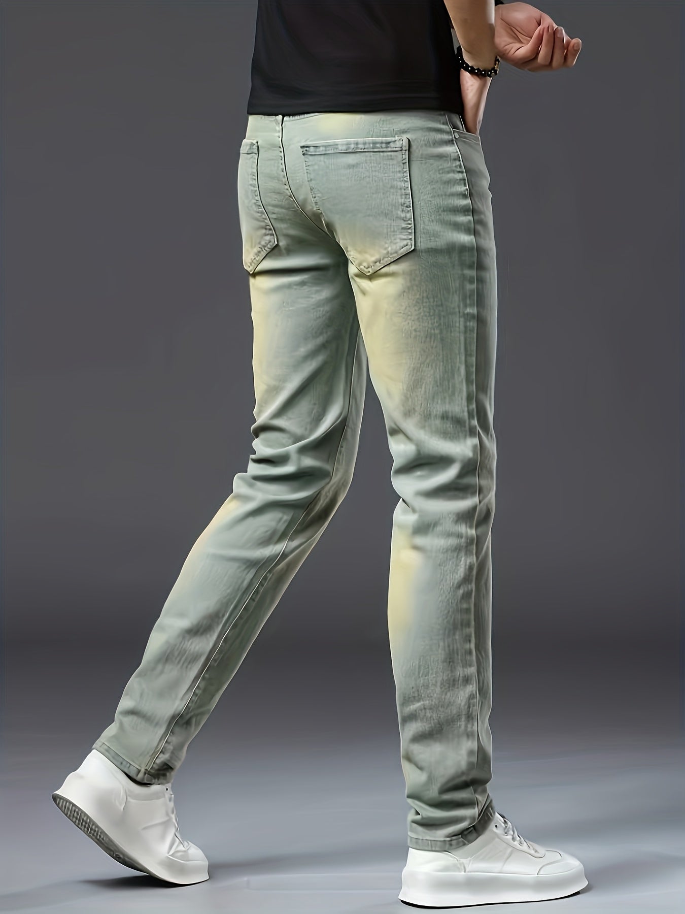 Men'S Jeans, Elastic Simple Jeans, Slim And Green Men'S Clothing, Multi-craft Men'S Pants, Suitable For All Seasons
