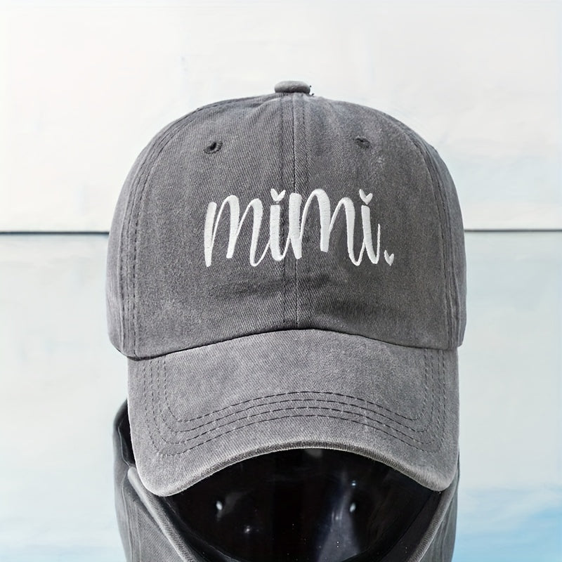 1 Unisex Y2K Style Embroidered MIMI Washed Baseball Cap for Outdoor Sports and Daily Commuting