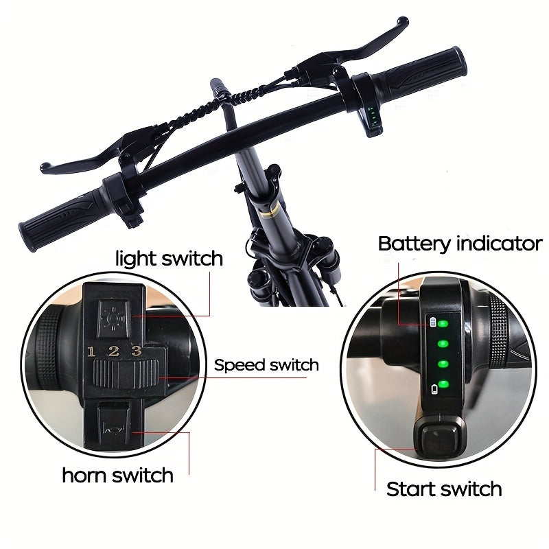 14 Inch Foldable Adult Electric Bicycle, Clearance Dealership, 500w Motor, Maximum Speed Of 20 MPH, 48V 10.4Ah Lithium Battery, 14 Inch Tires, Portable Folding Design, Outdoor Cycling Exercise, Urban Commuting Travel, Detacha