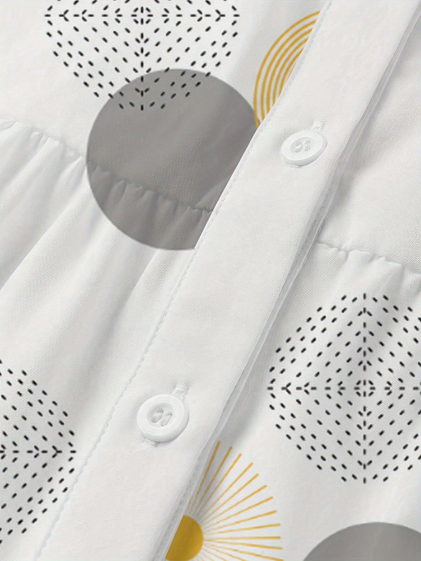 Chic Geometric Print A-Line Dress with Button Front and Collar - Casual Polyester, Machine Washable - Perfect for All Seasons