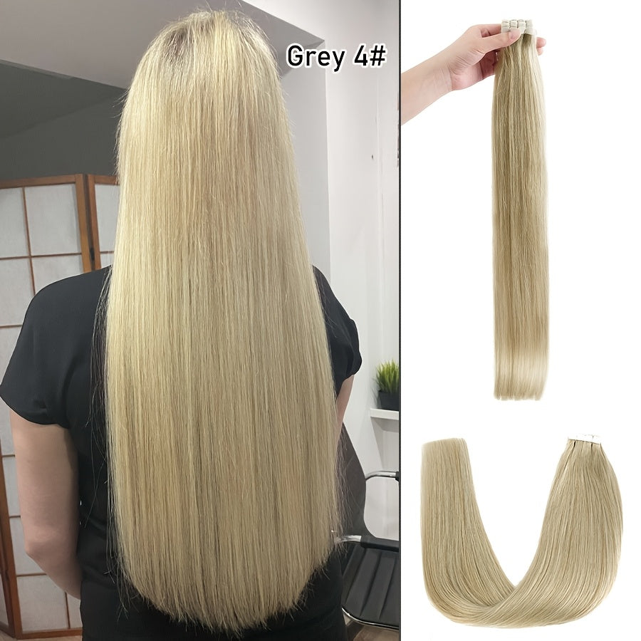 16pcs Vlasy Women's Natural Blonde Balayage Highlights Hair Extensions - Seamless Clip-In Straight Human Hair (12"-24" Lengths, Brown to Blonde Tones) - Easy Application & Damage-Free Removal, Natural Brown Base for Lighter S