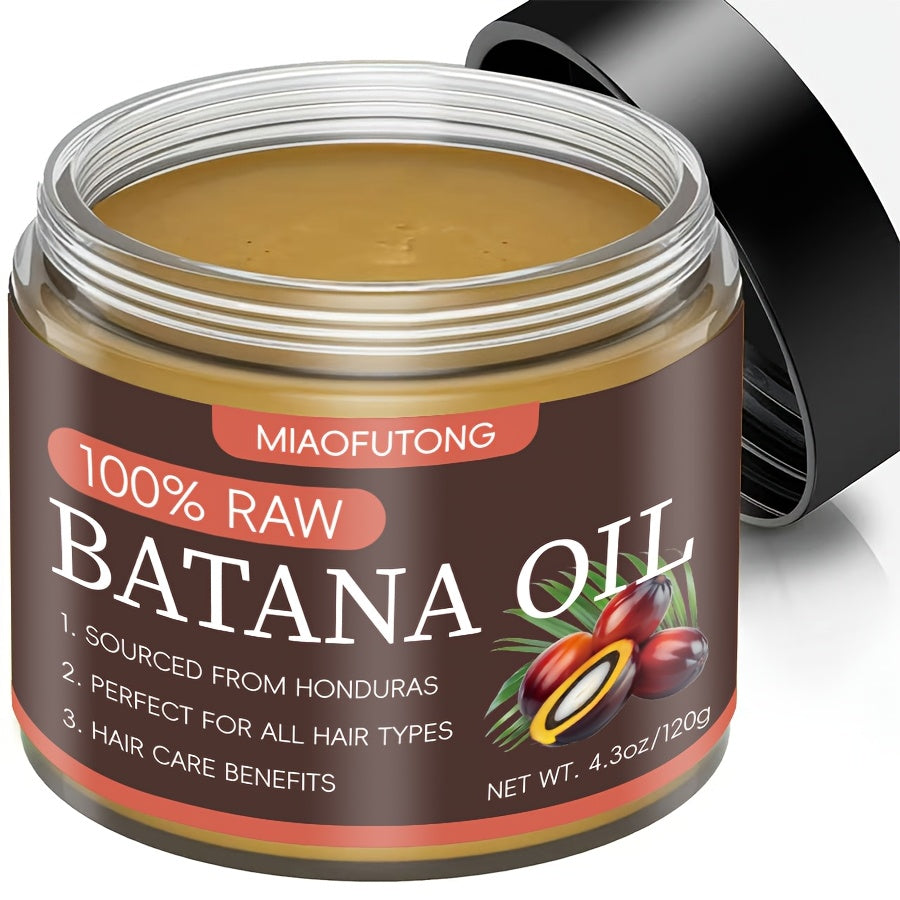 Miaofutong 100% Raw Batana Oil - Moisturizing & Smoothing Hair Treatment for Dry, Damaged Hair - Scalp Nourishment, Suitable for All Hair Types - 4.3oz/120g, Hair Treatment Oils