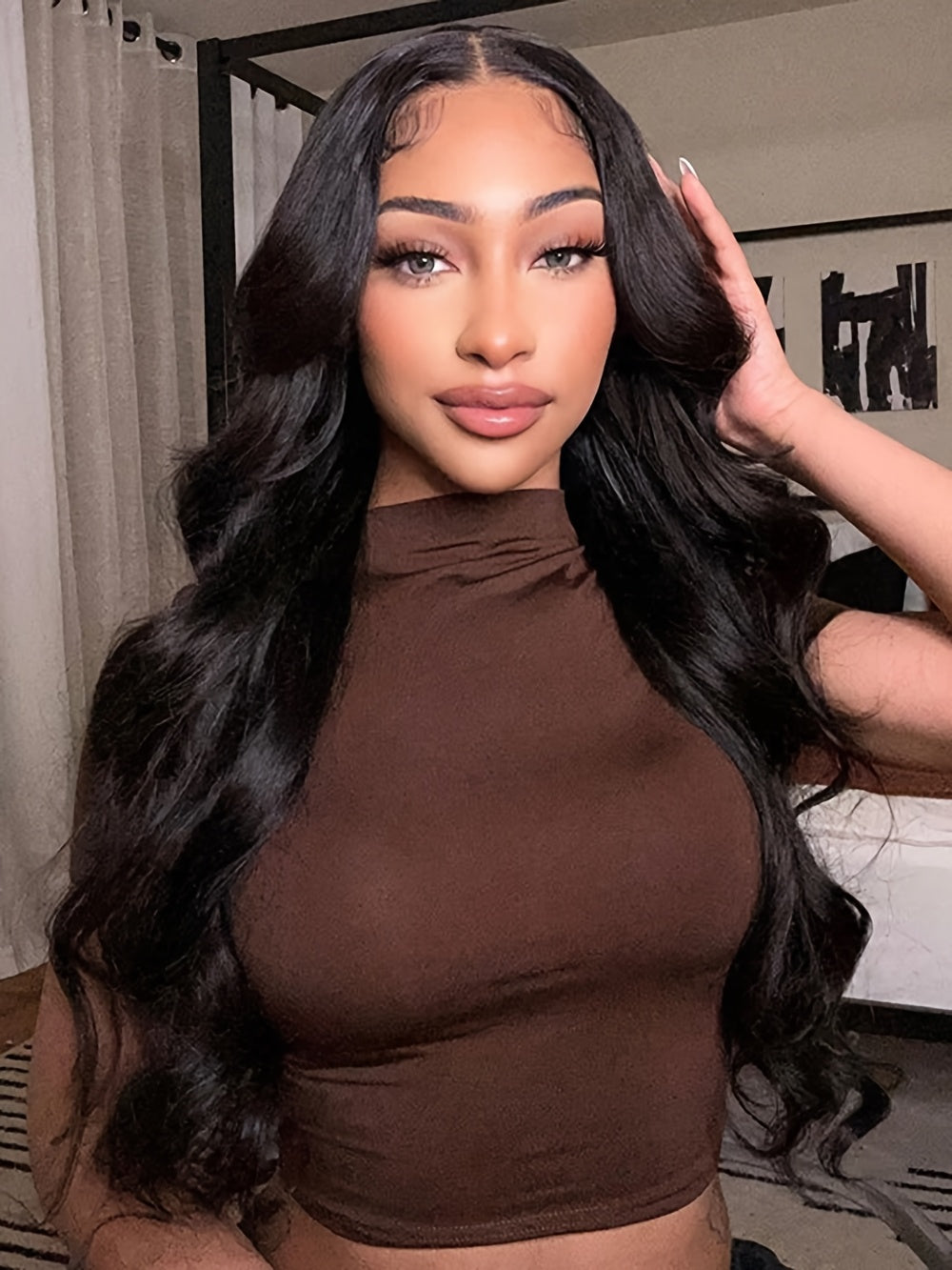 /4x4 Transparent Lace Front Wig - 150% Density Body Wave Natural Black Human-Like Hair, Breathable Lace Closure with African /White/Asian/Indian Women, Heat Resistant & Easy Wear (No Glue)
