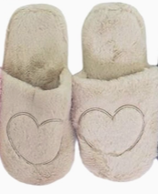 Big Heart Fuzzy Fleece Foam Lounge Slippers