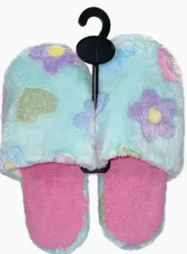 Fuzzy Flower Fleece Lounge Slippers