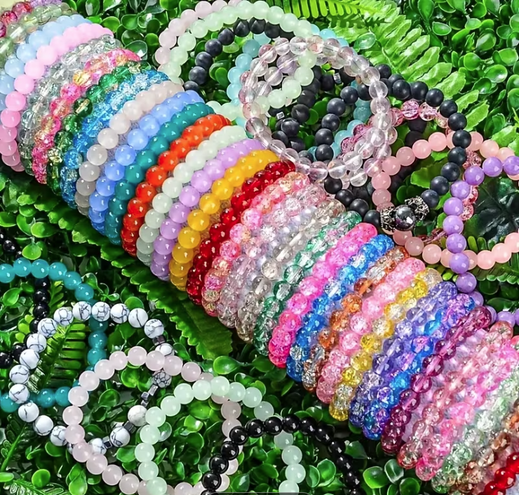 Stackable Boho Glass Bead Bracelet Set (Assorted Bundle)