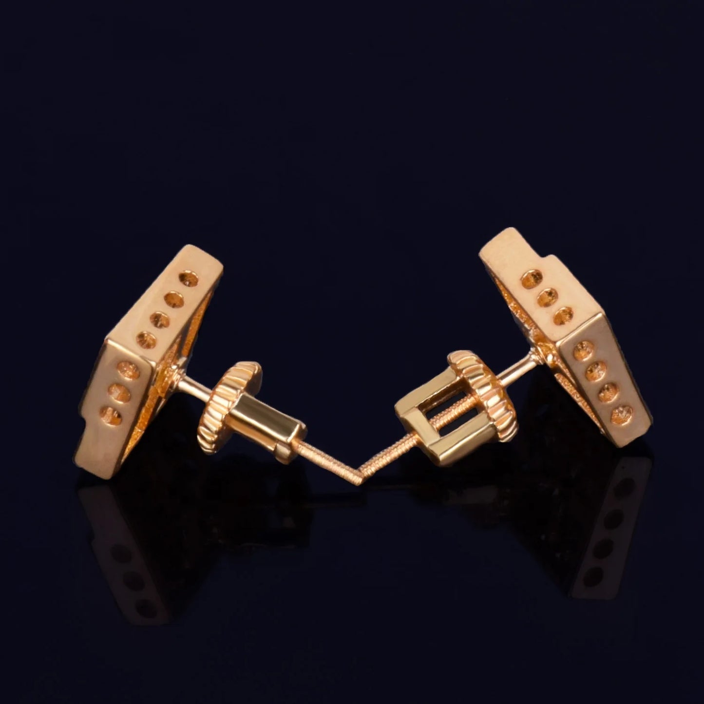 10MM Square Stud Earring Gold Color Charm Screw Back Women Men's Fashion Earrings Hip Hop Jewelry