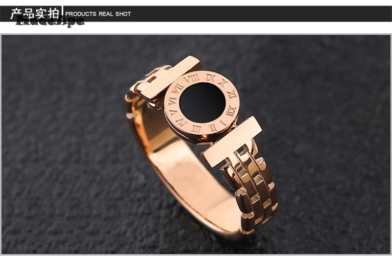 MadApe Fashion Personality Hollow Roman Number Rings 316L Stainless Steel Women Wedding Ring For Women Men Party Jewelry