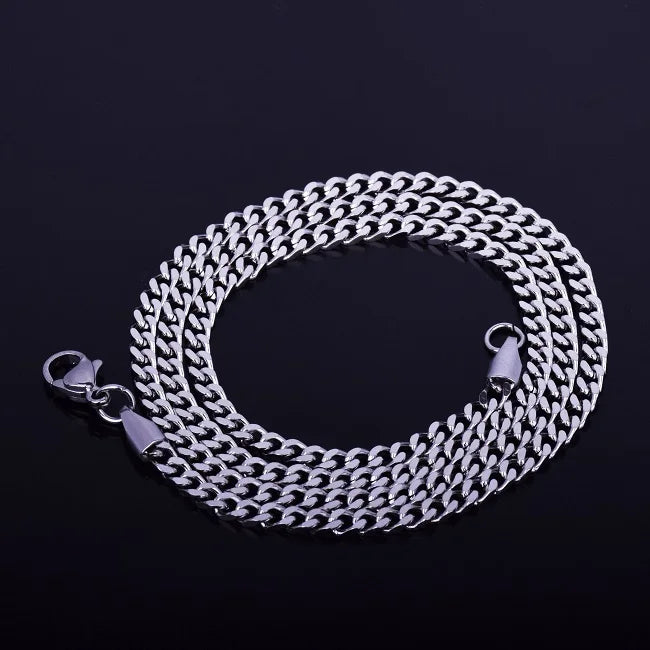 Men's Hip Hop Maiami Cuban Chain 3mm 20" 24" 30" Gold Color Stainless steel Link Necklace Hip hop Jewelry For Women