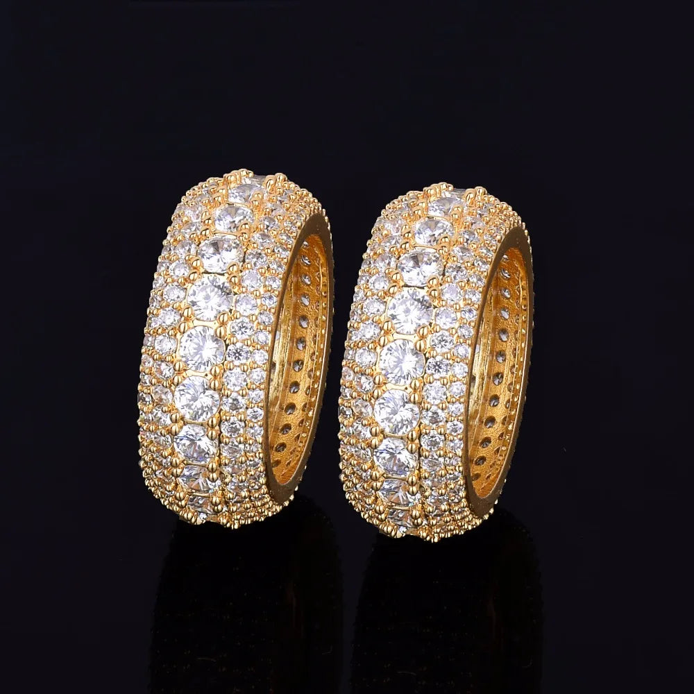 Men Ring Copper Charm Gold Color Cubic Zircon Iced Out Fashion Hip Hop Jewelry