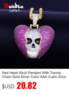 14MM Width Heart-shaped Gold Color Stud Earring For Men Women Full Cubic Zircon Screw Back Earrings Fashion Hip Hop Jewelry Gift