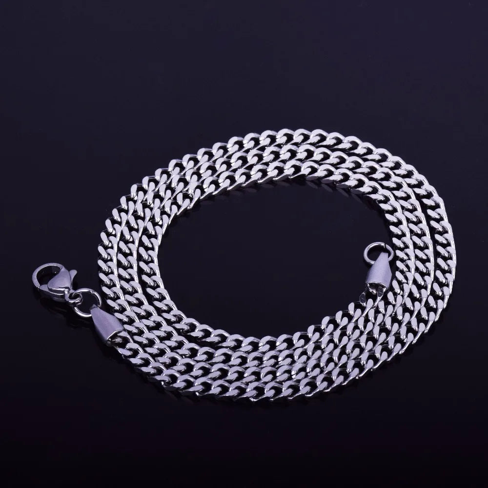 Men's Hip Hop Maiami Cuban Chain 3mm 20" 24" 30" Gold Color Stainless steel Link Necklace Hip hop Jewelry For Women